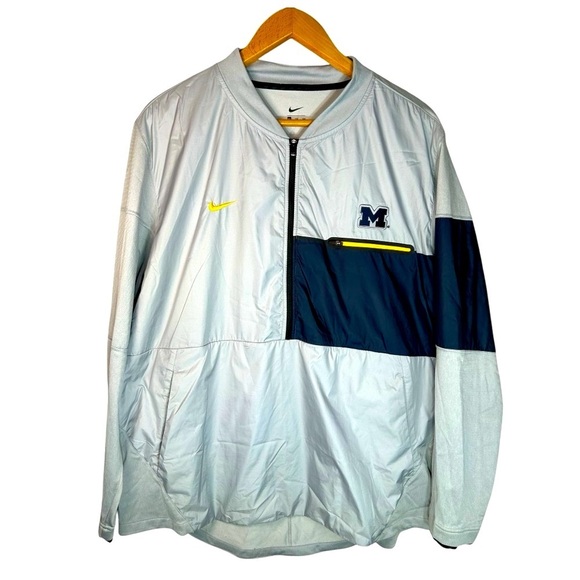 Michigan Wolverines Nike Dri Fit 1/2 Zip Jacket Mens XXL Gray - Picture 2 of 11